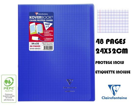 Cahier Bleu - 24x32cm - Grands Carreaux - 96 pages