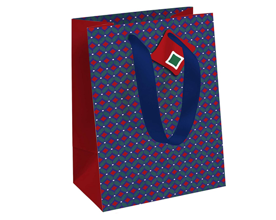 Sac papier emballage cadeau élégance bleu avec étiquette message