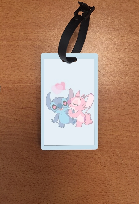 Porte adresse pour bagage Stitch Angel Love Heart pink