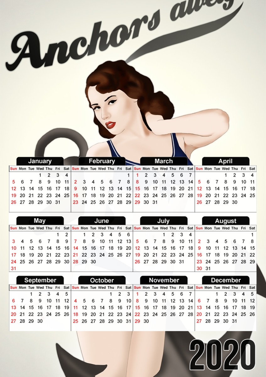 Calendrier photo 30x43cm format A3 Anchors Aweigh - Classic Pin Up