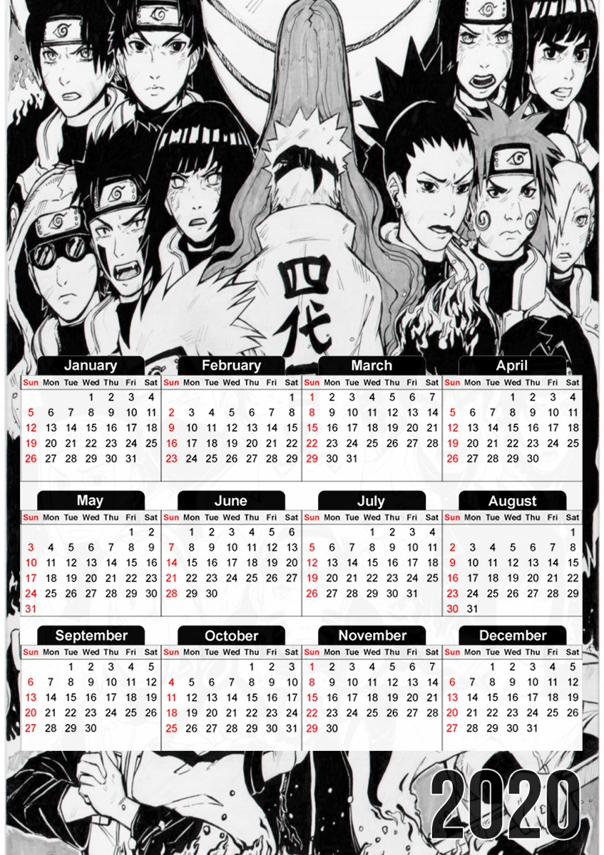 Calendrier photo 30x43cm format A3 Naruto Black And White Art