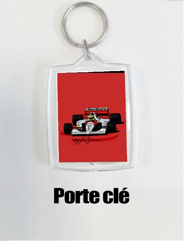 Porte clé Airtag - Protection Ayrton Senna Formule 1 King white