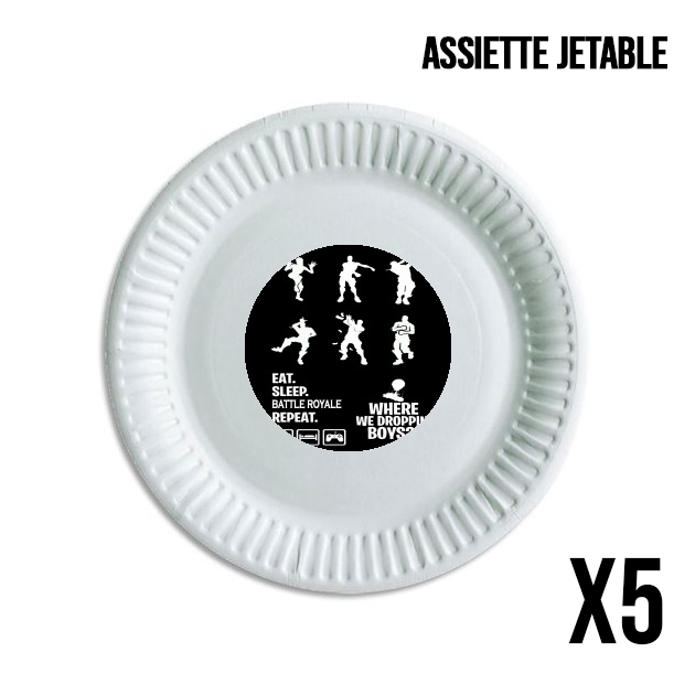 Assiette Battle Royal FN Eat Sleap Repeat Dance