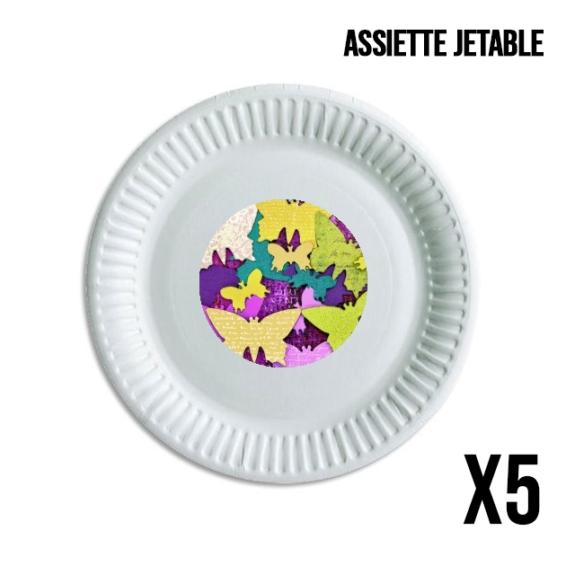 Assiette Butterflies art paper