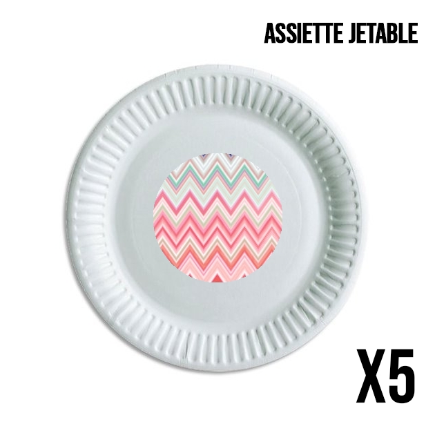 Assiette colorful chevron in pink