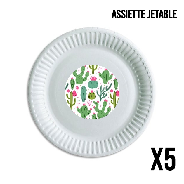 Assiette Minimalist pattern with cactus plants