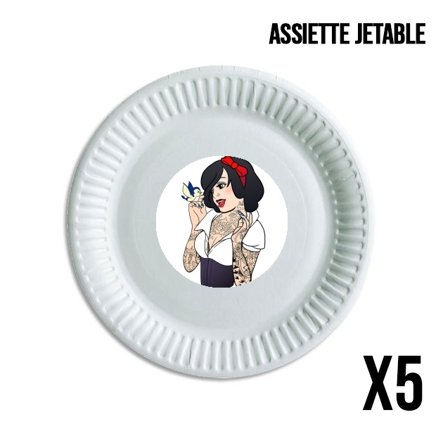 Assiette Snow White Tattoo Bird