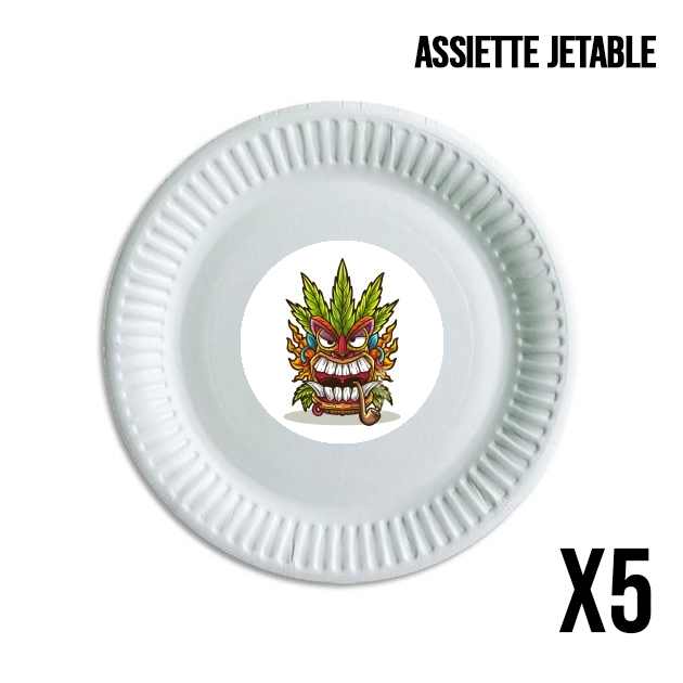 Assiette Tiki mask cannabis weed smoking