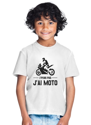 T-shirt Enfant Blanc J'peux pas j'ai moto