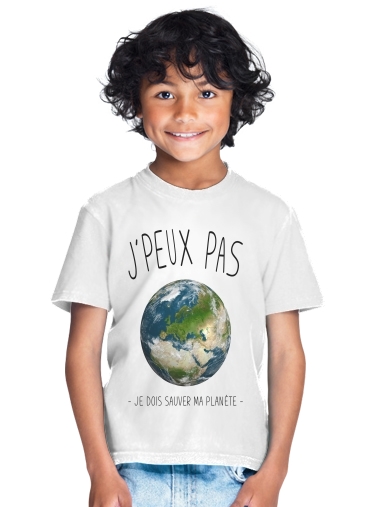 T-shirt Enfant Blanc Je peux pas je dois sauver ma planète