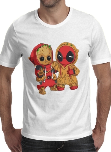 T-shirt homme manche courte col rond Blanc Groot x Deadpool
