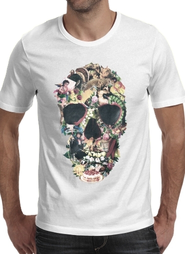 T-shirt homme manche courte col rond Blanc Skull Vintage