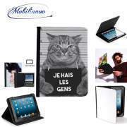 pochette Lenovo Tab 10" avec clip ceinture Je hais les gens - Chat en prison