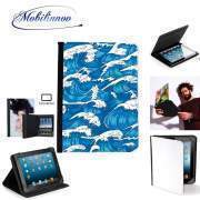 pochette SAMSUNG GALAXY TAB A6 10'' avec clip ceinture Storm waves seamless pattern ocean